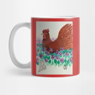 Rhode Island state bird and flower, the Rhode Island Red and violet Mug